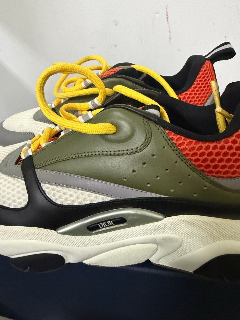 Dior Men's Olive, Red & Yellow Low-Top Sneakers - Picture 4 of 5
